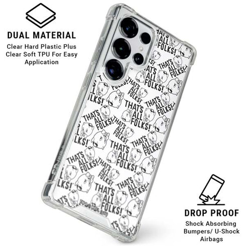 Looney Tunes Porky Pig Black and White Galaxy S26 Ultra Clear Case