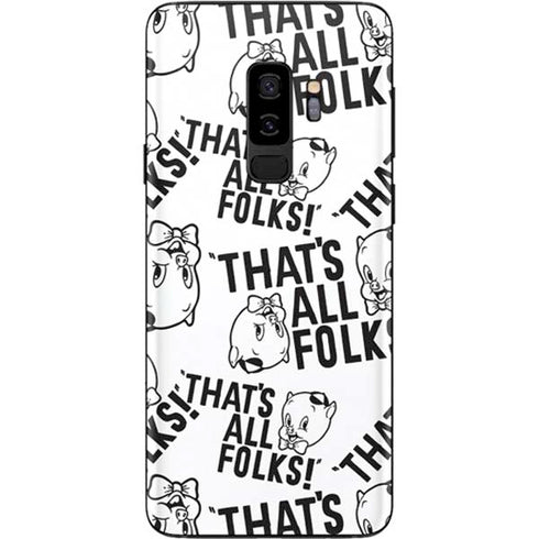 Looney Tunes Porky Pig Black and White Galaxy S9 Plus Skin