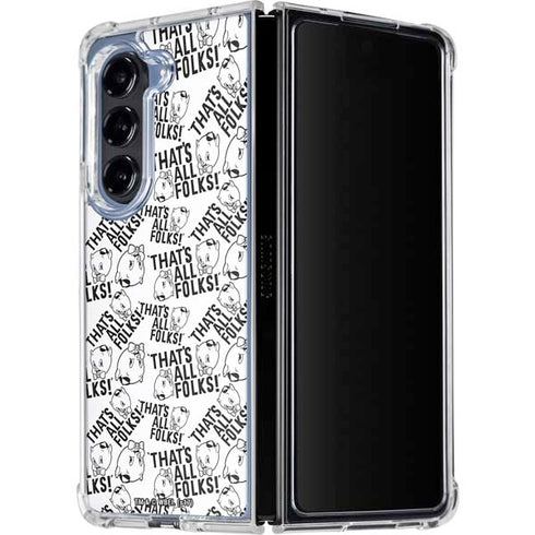 Looney Tunes Porky Pig Black and White Galaxy Z Fold5 5G Clear Case
