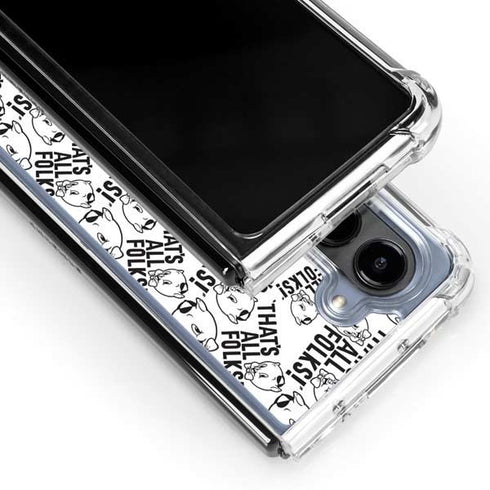 Looney Tunes Porky Pig Black and White Galaxy Z Fold5 5G Clear Case