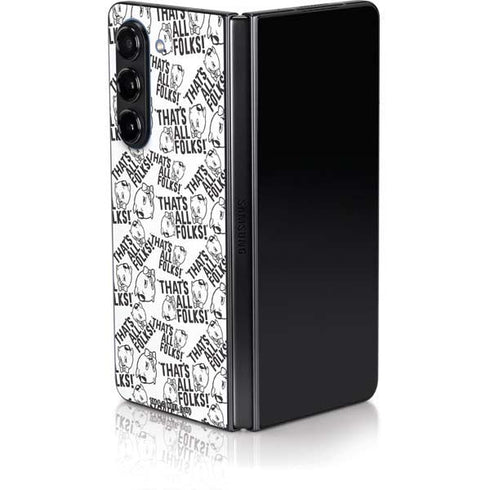 Looney Tunes Porky Pig Black and White Galaxy Z Fold5 5G Skin