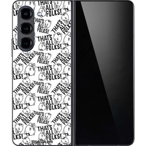 Looney Tunes Porky Pig Black and White Galaxy Z Fold5 5G Skin