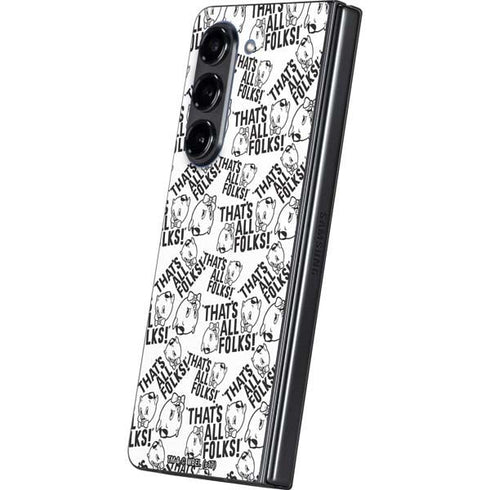 Looney Tunes Porky Pig Black and White Galaxy Z Fold5 5G Skin