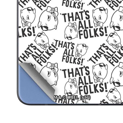 Looney Tunes Porky Pig Black and White Galaxy Z Fold5 5G Skin