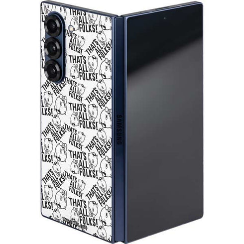 Looney Tunes Porky Pig Black and White Galaxy Z Fold6 Skin