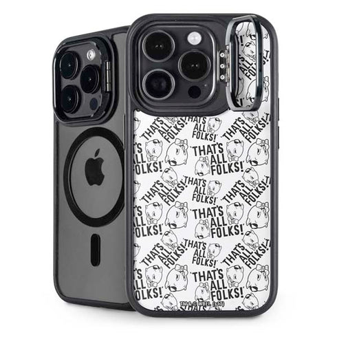 Looney Tunes Porky Pig Black and White iPhone 14 Pro Max Kickstand Case