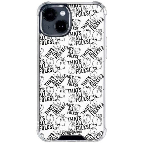 Looney Tunes Porky Pig Black and White iPhone 15 Clear Case