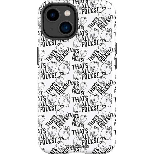 Looney Tunes Porky Pig Black and White iPhone 15 Impact Case