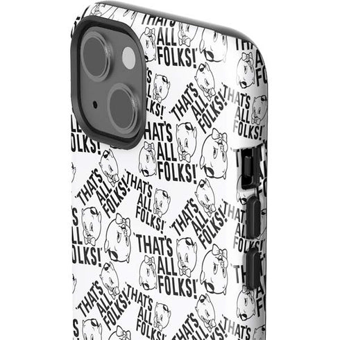 Looney Tunes Porky Pig Black and White iPhone 15 Impact Case