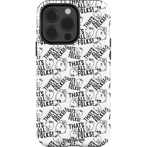 Looney Tunes Porky Pig Black and White iPhone 15 Pro Impact Case