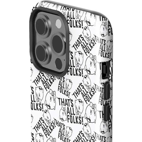 Looney Tunes Porky Pig Black and White iPhone 15 Pro Impact Case