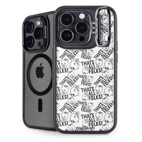 Looney Tunes Porky Pig Black and White iPhone 15 Pro Max Kickstand Case