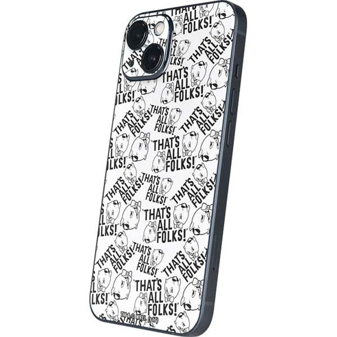 Looney Tunes Porky Pig Black and White iPhone 15 Skin