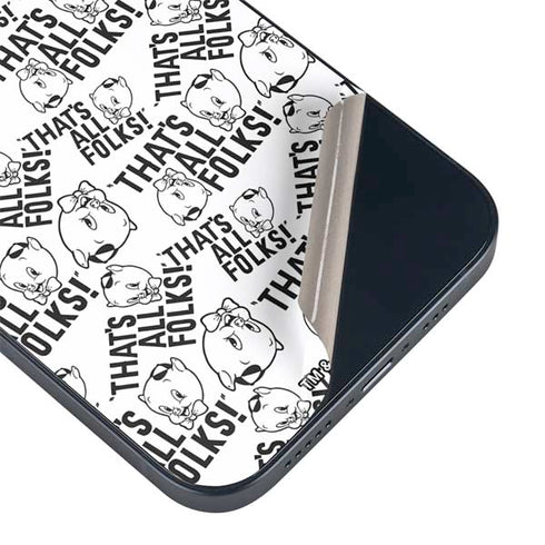 Looney Tunes Porky Pig Black and White iPhone 15 Skin