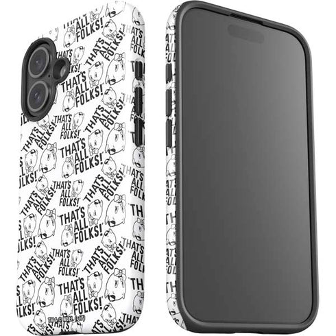 Looney Tunes Porky Pig Black and White iPhone 16 Impact Case