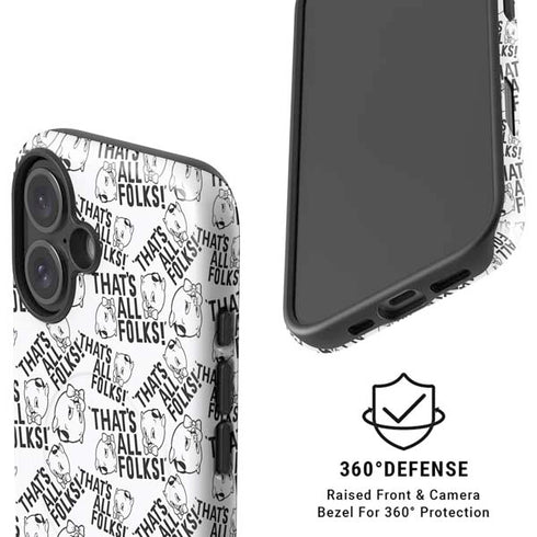 Looney Tunes Porky Pig Black and White iPhone 16 Magsafe Impact Case