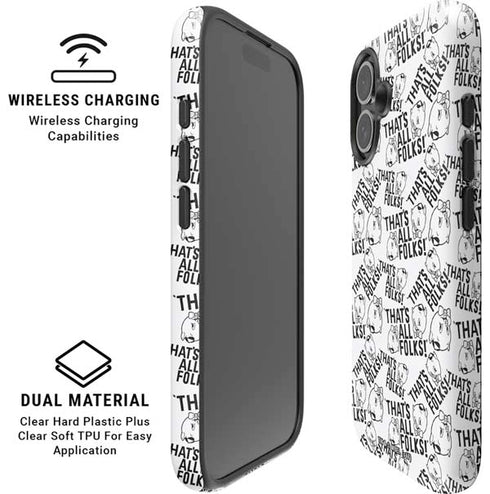 Looney Tunes Porky Pig Black and White iPhone 16 Magsafe Impact Case