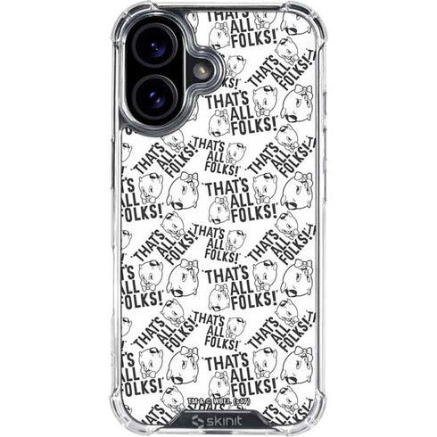 Looney Tunes Porky Pig Black and White iPhone 16 Plus Clear Case