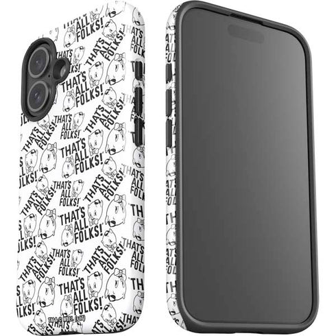 Looney Tunes Porky Pig Black and White iPhone 16 Plus Impact Case