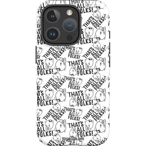 Looney Tunes Porky Pig Black and White iPhone 16 Pro Impact Case