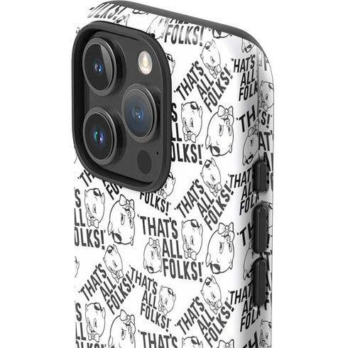 Looney Tunes Porky Pig Black and White iPhone 16 Pro Impact Case