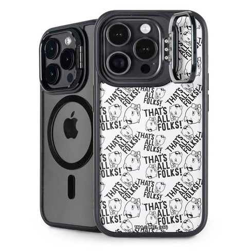 Looney Tunes Porky Pig Black and White iPhone 16 Pro Max Kickstand Case