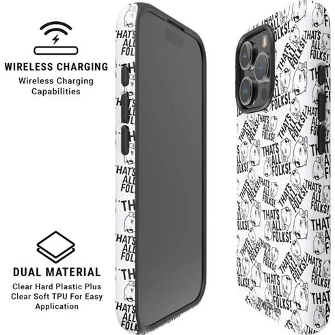 Looney Tunes Porky Pig Black and White iPhone 16 Pro Max Magsafe Impact Case