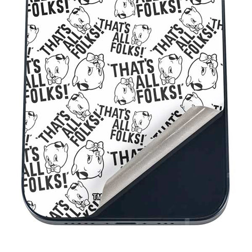 Looney Tunes Porky Pig Black and White iPhone 16 Skin