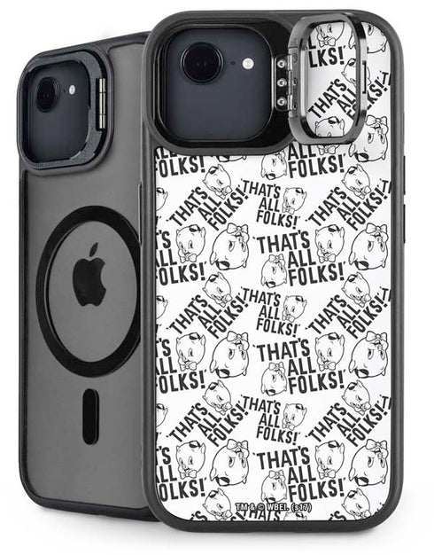 Looney Tunes Porky Pig Black and White iPhone 16e Kickstand Case