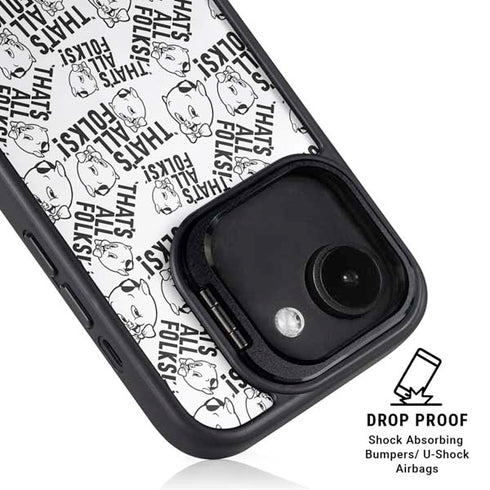 Looney Tunes Porky Pig Black and White iPhone 16e Kickstand Case