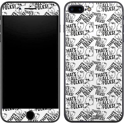 Looney Tunes Porky Pig Black and White iPhone 7 Plus Skin