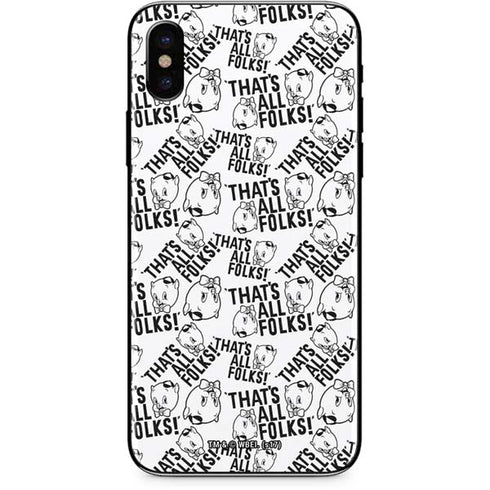 Looney Tunes Porky Pig Black and White iPhone XS Skin