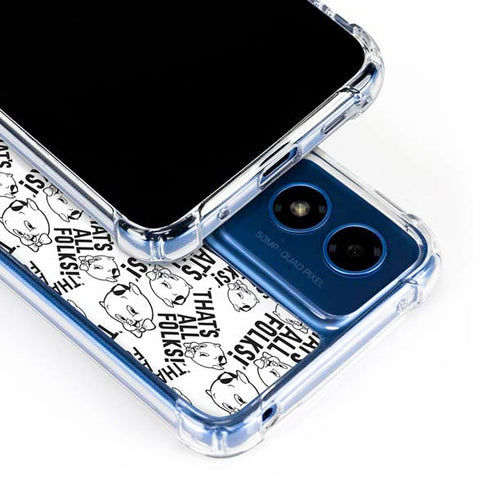 Looney Tunes Porky Pig Black and White Moto G Play 4G (2024) Clear Case