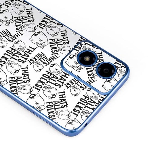 Looney Tunes Porky Pig Black and White Moto G Play 4G (2024) Skin