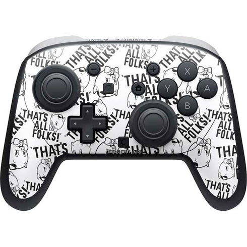 Looney Tunes Porky Pig Black and White Nintendo Switch 2 (2025) Pro Controller Skin