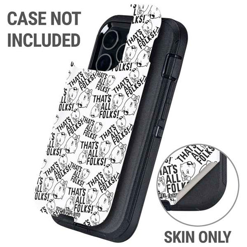 Looney Tunes Porky Pig Black and White Otterbox Defender iPhone Skin