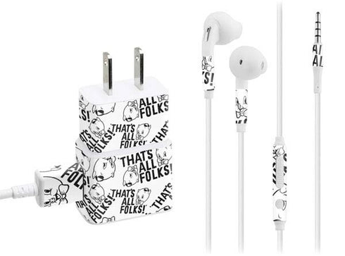 Looney Tunes Porky Pig Black and White Phone Charger Skin