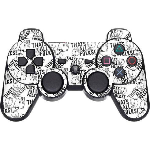 Looney Tunes Porky Pig Black and White PS3 Dual Shock wireless controller Skin