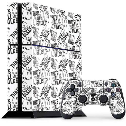 Looney Tunes Porky Pig Black and White PlayStation PS4 Skins