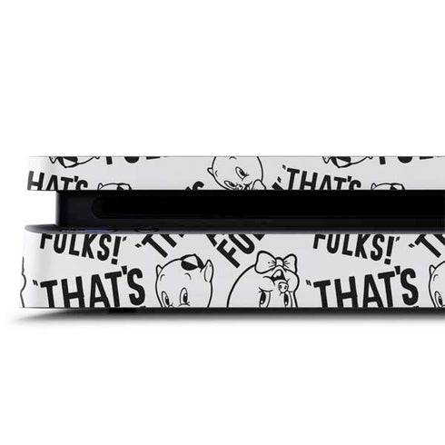 Looney Tunes Porky Pig Black and White PS4 Slim Skin