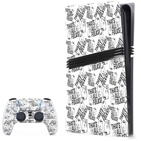 Looney Tunes Porky Pig Black and White PS5 Pro Bundle Skin