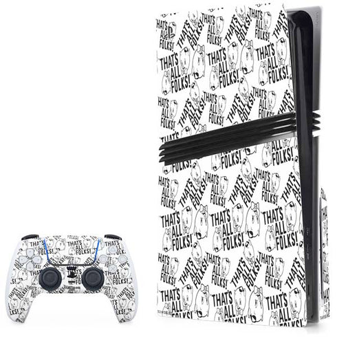 Looney Tunes Porky Pig Black and White PS5 Pro Disk Bundle Skin