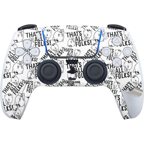 Looney Tunes Porky Pig Black and White PS5 Pro Disk Bundle Skin