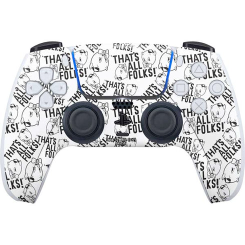 Looney Tunes Porky Pig Black and White PlayStation PS5 Skins