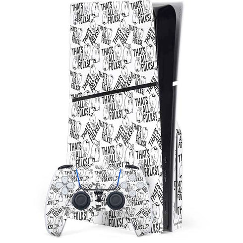 Looney Tunes Porky Pig Black and White PlayStation PS5 Skins