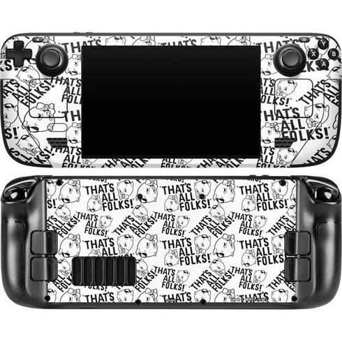 Looney Tunes Porky Pig Black and White Steam Deck Handheld Gaming Computer OLED Skin