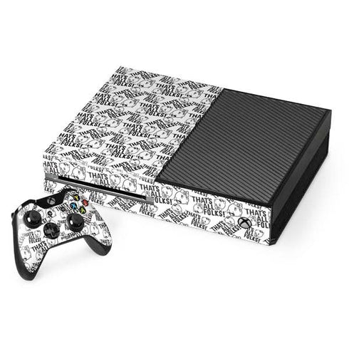Looney Tunes Porky Pig Black and White Xbox One Console and Controller Bundle Skin