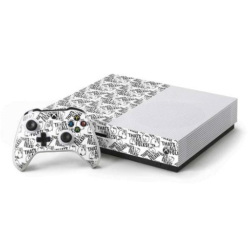 Looney Tunes Porky Pig Black and White Xbox One S Console and Controller Bundle Skin