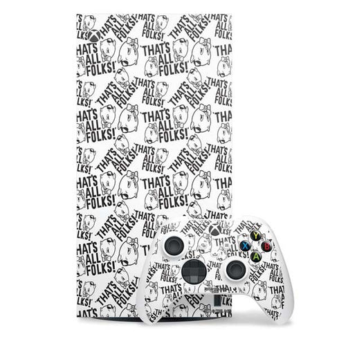 Looney Tunes Porky Pig Black and White Xbox Series X Skins