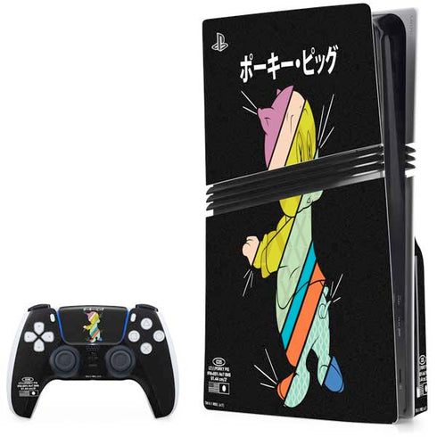 Looney Tunes Porky Pig Sliced Juxtapose PS5 Pro Disk Bundle Skin